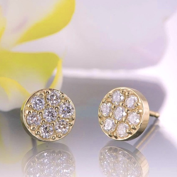 Anthropologie Jewelry - Gold Pave Crystal Diamond Stud Earrings
